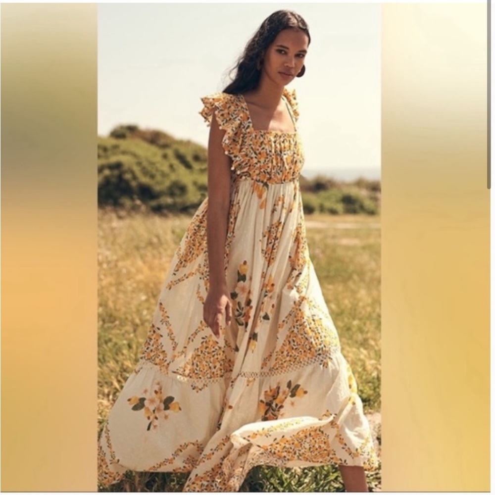 NWOT Farm Rio Off White Cashew Crossback Maxi Dress